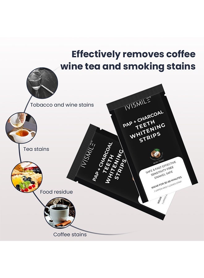 IVISMILE Pap + Charcoal Teeth Whitening Strips, Teeth Whitening Individual Strips – Professional Safe Tooth Whitening Kit, Fast Yellowing Removal & Teeth Cleaning, Gentle for Sensitive Enamel 28 Strips - Image 3